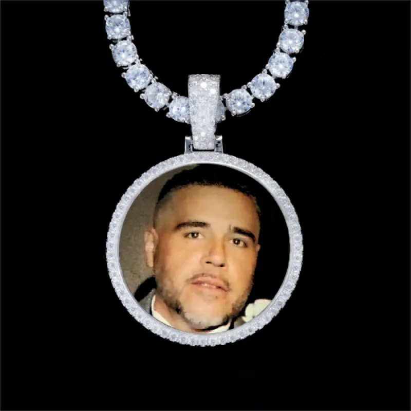 925S & VVS Moissanite 3D Circle Custom Picture Pendant sold by The GUU Shop