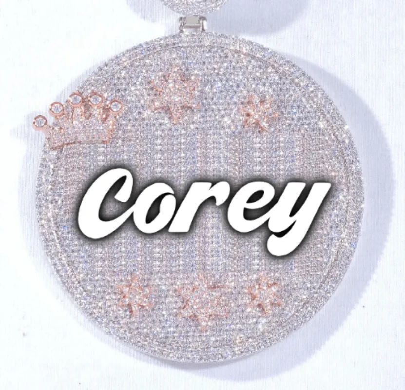 CUSTOM LETTER NECKLACE 3D BIG CROWN DISC sold by The GUU Shop