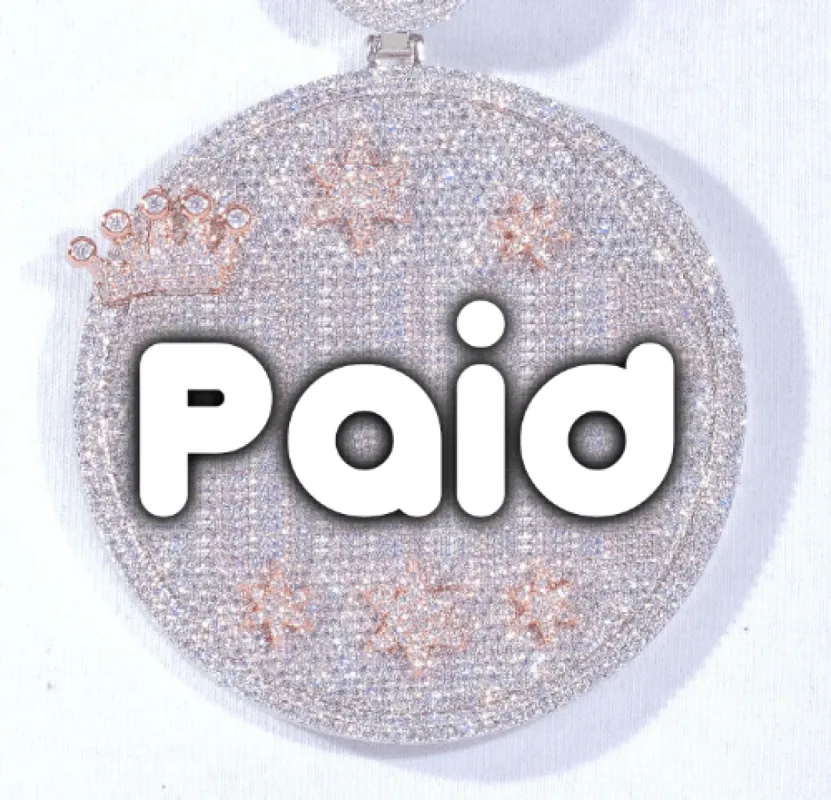 CUSTOM LETTER NECKLACE 3D BIG CROWN DISC sold by The GUU Shop