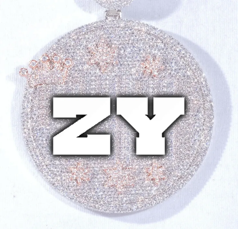 CUSTOM LETTER NECKLACE 3D BIG CROWN DISC sold by The GUU Shop