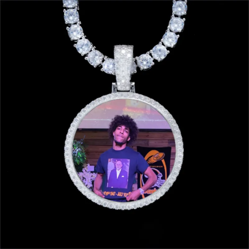 925S & VVS Moissanite 3D Circle Custom Picture Pendant sold by The GUU Shop