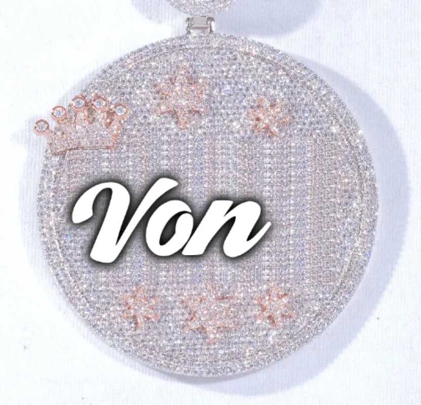 CUSTOM LETTER NECKLACE 3D BIG CROWN DISC sold by The GUU Shop