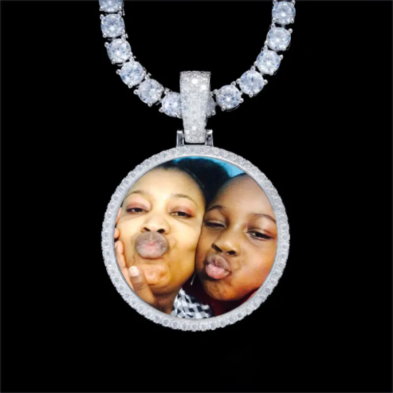 925S & VVS Moissanite 3D Circle Custom Picture Pendant sold by The GUU Shop