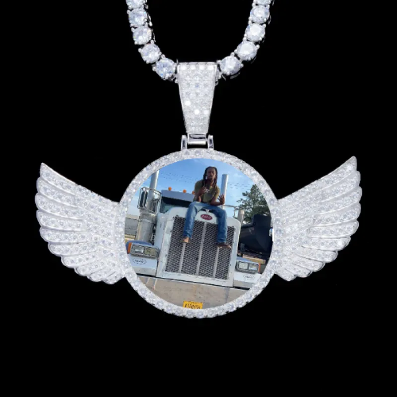 925S & VVS Moissanite 3D Wing Custom Picture Pendant made by The GUU Shop