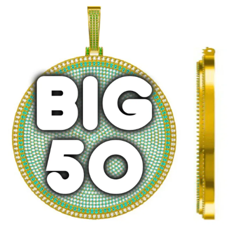 CUSTOM LETTER NECKLACE 3D BIG DISC sold by The GUU Shop