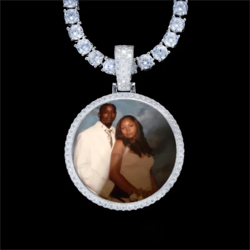 925S & VVS Moissanite 3D Circle Custom Picture Pendant sold by The GUU Shop