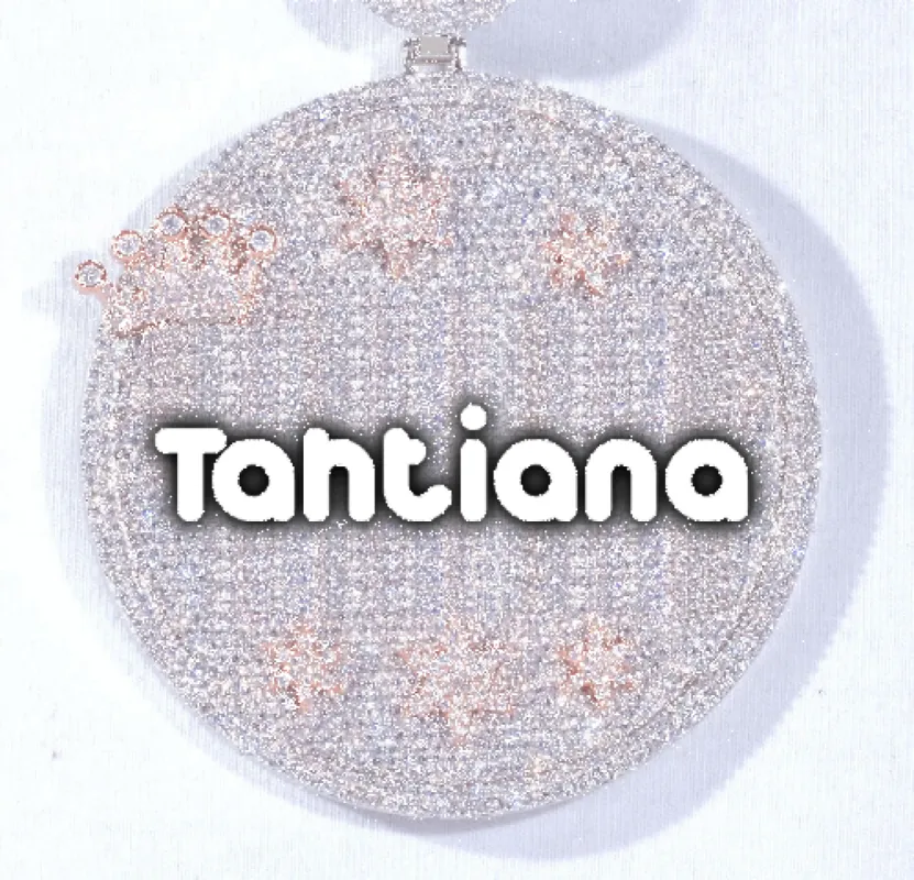 CUSTOM LETTER NECKLACE 3D BIG CROWN DISC sold by The GUU Shop