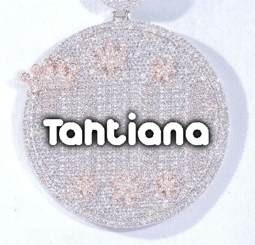 CUSTOM LETTER NECKLACE 3D BIG CROWN DISC sold by The GUU Shop