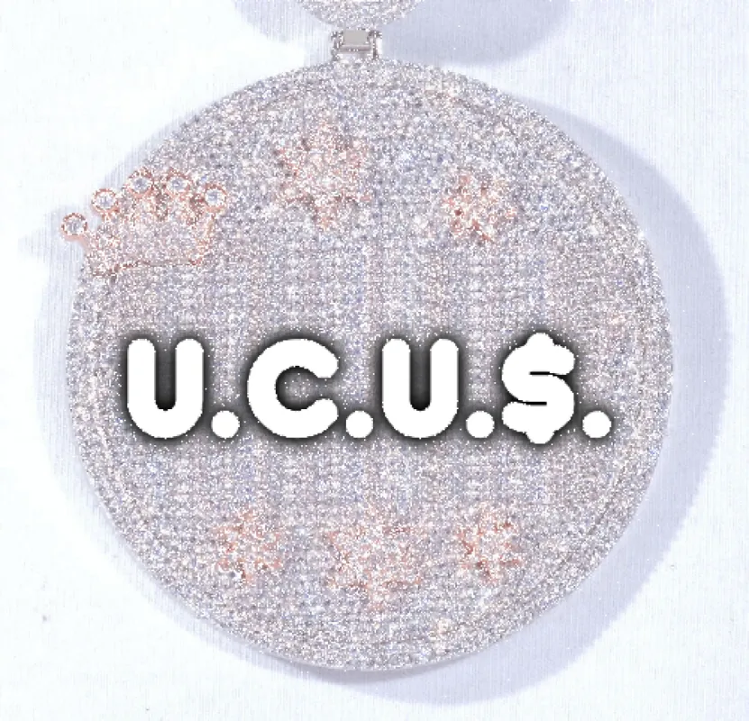 CUSTOM LETTER NECKLACE 3D BIG CROWN DISC sold by The GUU Shop