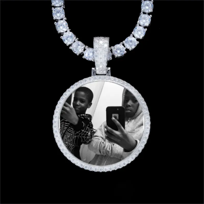 925S & VVS Moissanite 3D Circle Custom Picture Pendant sold by The GUU Shop