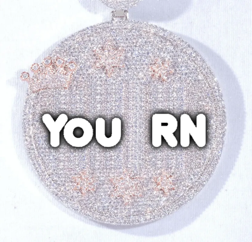 CUSTOM LETTER NECKLACE 3D BIG CROWN DISC sold by The GUU Shop