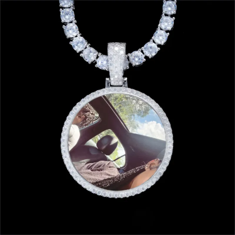 925S & VVS Moissanite 3D Circle Custom Picture Pendant sold by The GUU Shop