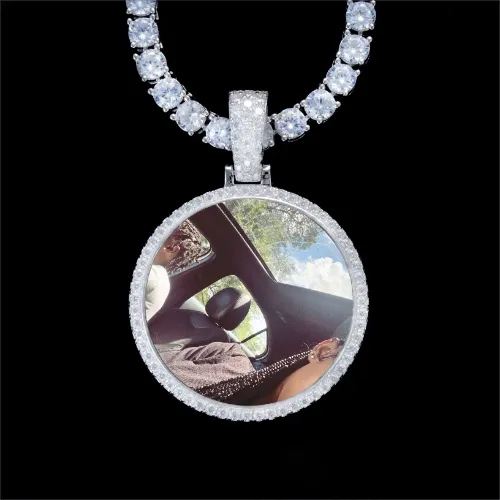 925S & VVS Moissanite 3D Circle Custom Picture Pendant sold by The GUU Shop