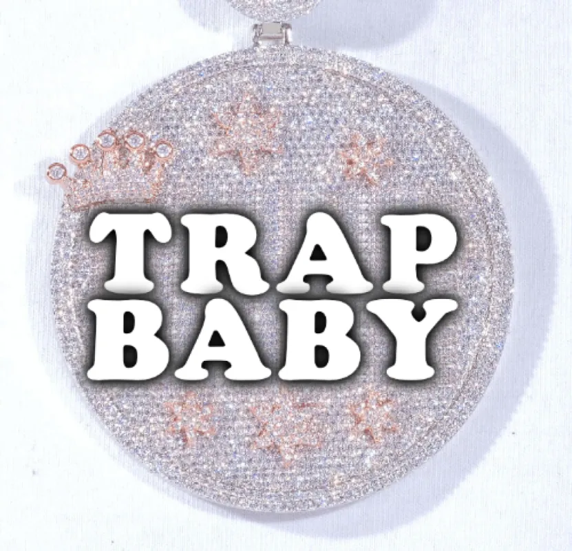 CUSTOM LETTER NECKLACE 3D BIG CROWN DISC sold by The GUU Shop