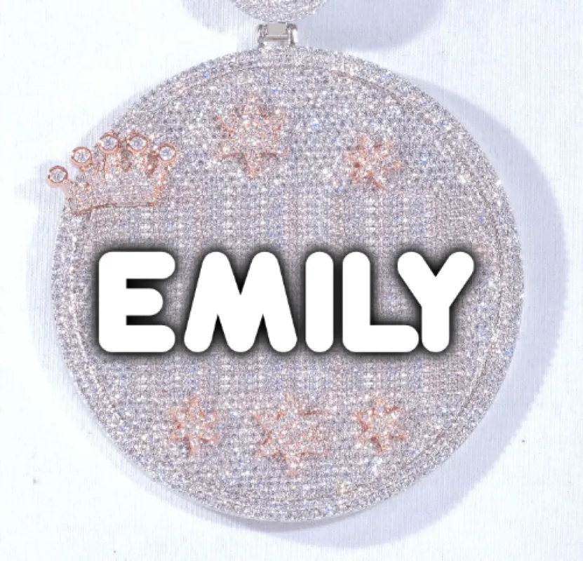 CUSTOM LETTER NECKLACE 3D BIG CROWN DISC sold by The GUU Shop