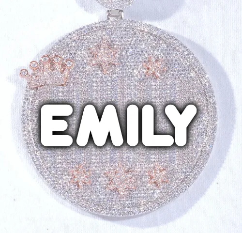 CUSTOM LETTER NECKLACE 3D BIG CROWN DISC sold by The GUU Shop