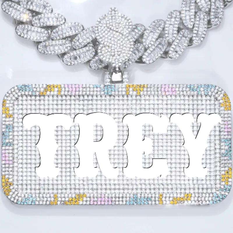 CUSTOM LETTER NECKLACE 3D COLORFUL SQUARE sold by The GUU Shop