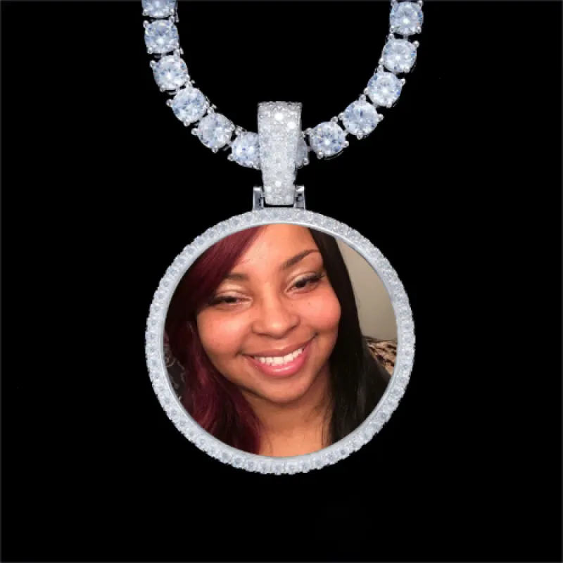 925S & VVS Moissanite 3D Circle Custom Picture Pendant sold by The GUU Shop