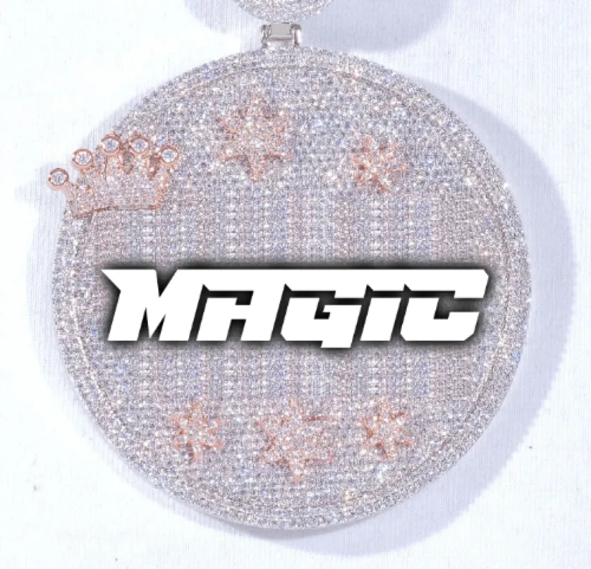 CUSTOM LETTER NECKLACE 3D BIG CROWN DISC sold by The GUU Shop