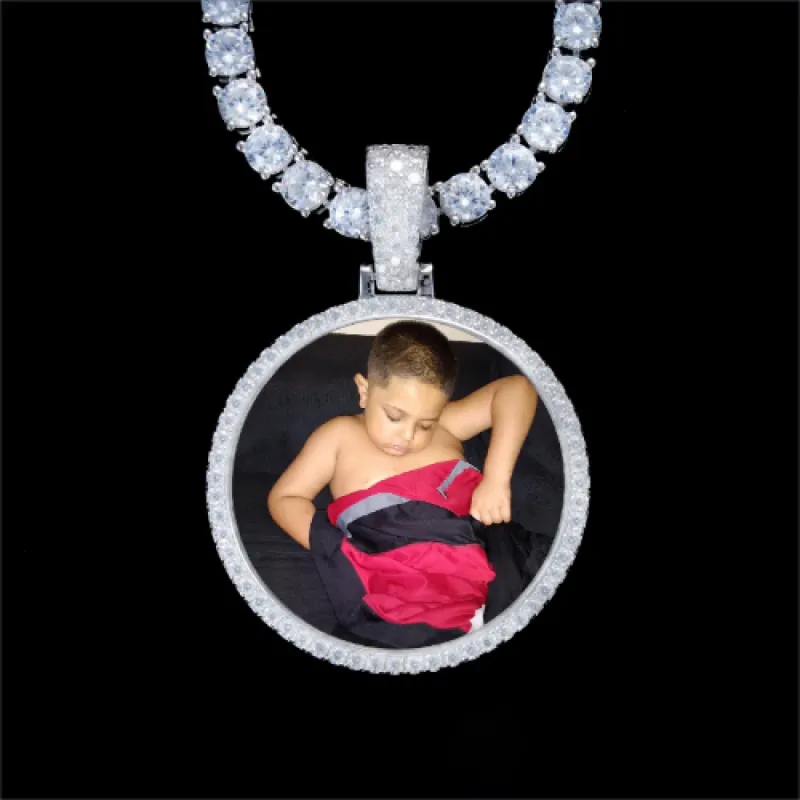 925S & VVS Moissanite 3D Circle Custom Picture Pendant sold by The GUU Shop