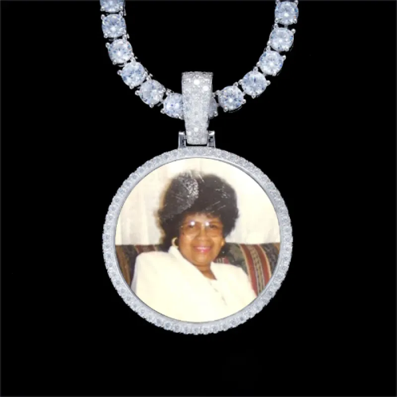 925S & VVS Moissanite 3D Circle Custom Picture Pendant sold by The GUU Shop