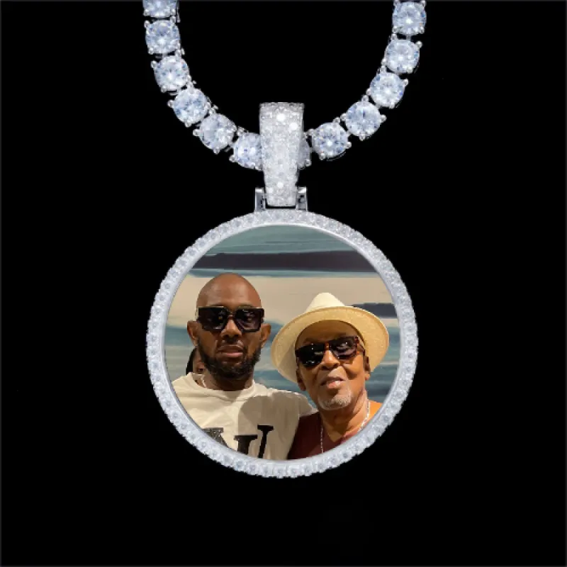 925S & VVS Moissanite 3D Circle Custom Picture Pendant sold by The GUU Shop