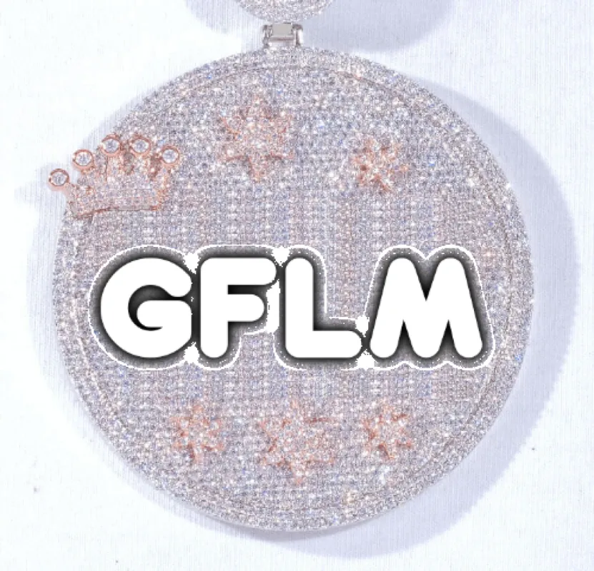 CUSTOM LETTER NECKLACE 3D BIG CROWN DISC sold by The GUU Shop
