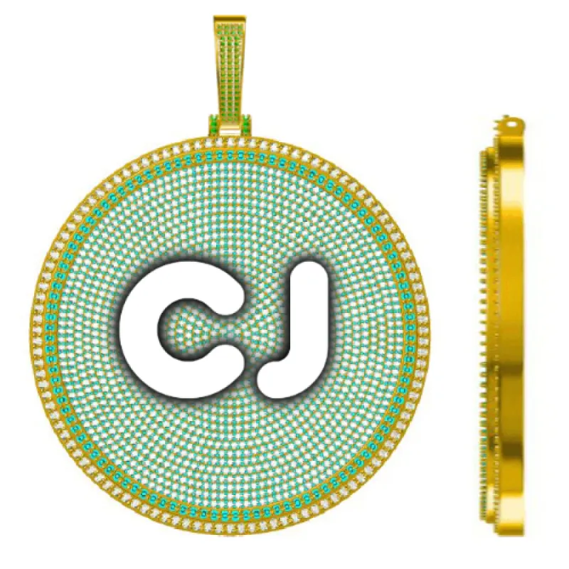 CUSTOM LETTER NECKLACE 3D BIG DISC sold by The GUU Shop