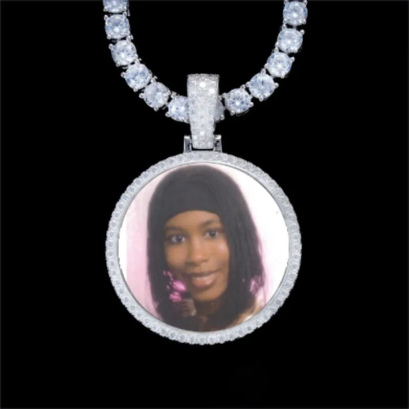 925S & VVS Moissanite 3D Circle Custom Picture Pendant sold by The GUU Shop