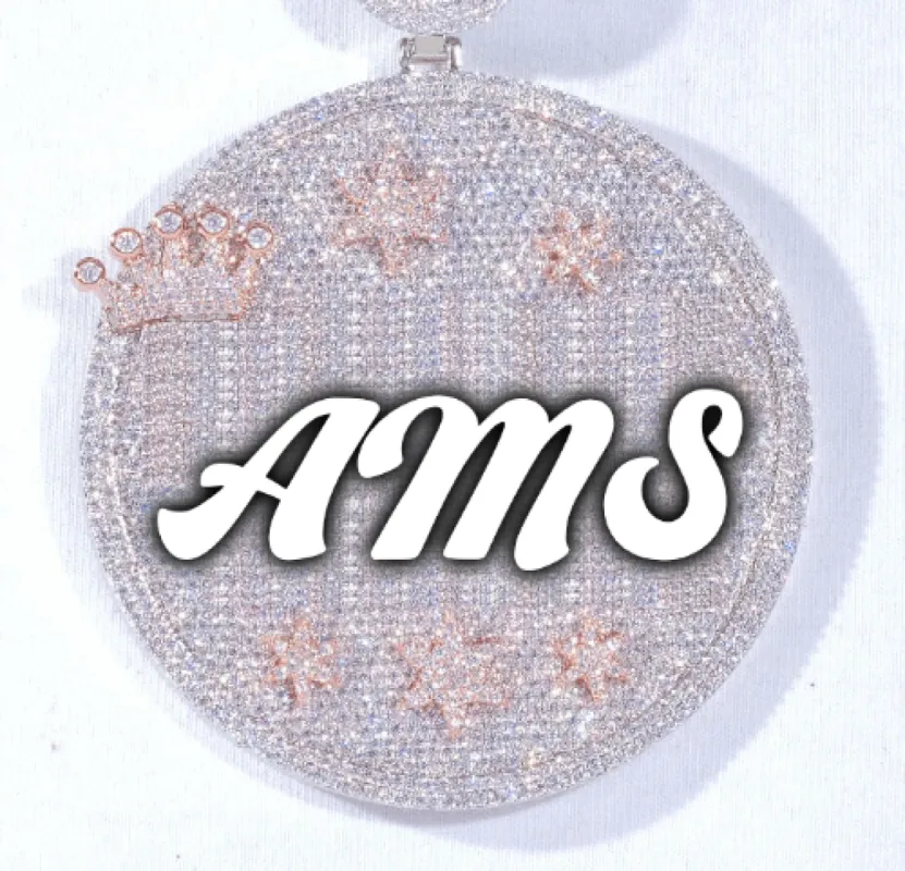 CUSTOM LETTER NECKLACE 3D BIG CROWN DISC sold by The GUU Shop