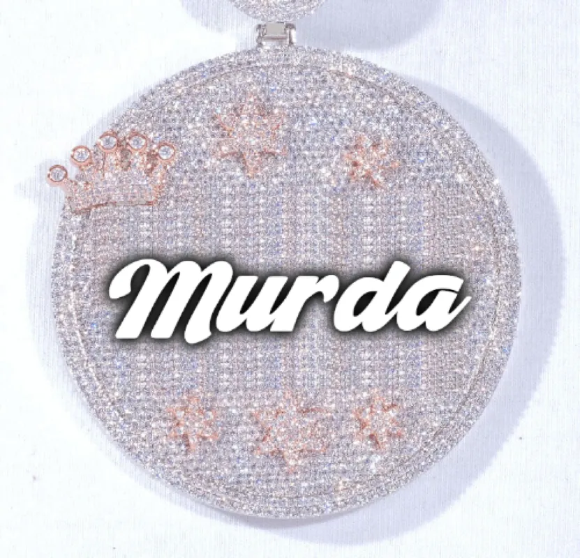 CUSTOM LETTER NECKLACE 3D BIG CROWN DISC sold by The GUU Shop