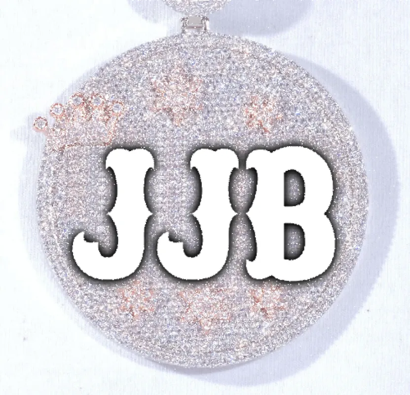 CUSTOM LETTER NECKLACE 3D BIG CROWN DISC sold by The GUU Shop