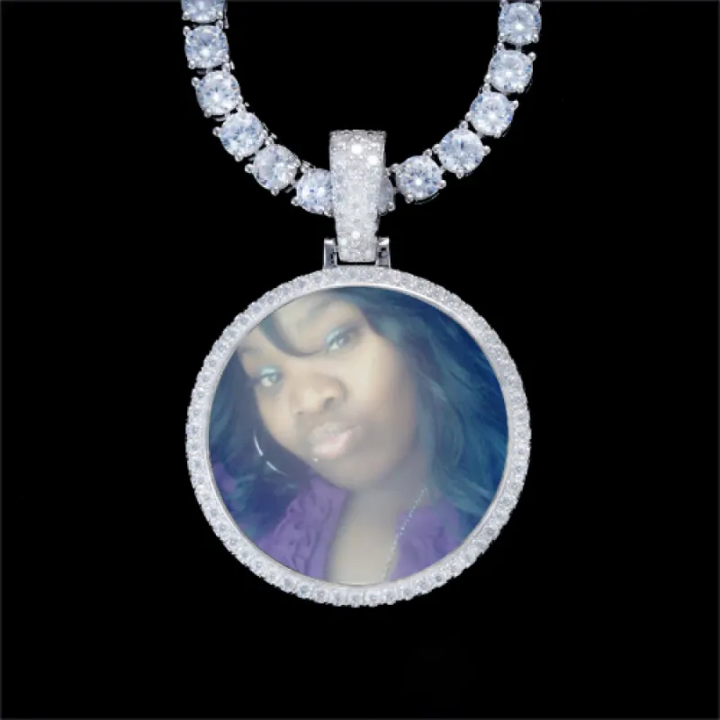 925S & VVS Moissanite 3D Circle Custom Picture Pendant sold by The GUU Shop