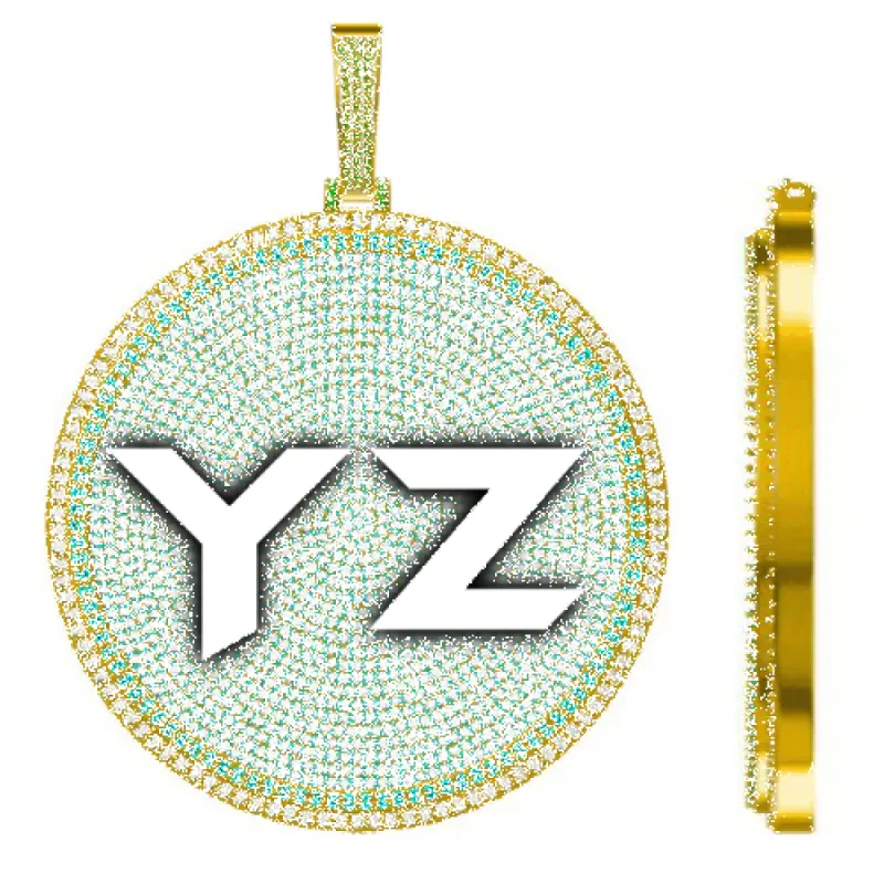 CUSTOM LETTER NECKLACE 3D BIG DISC sold by The GUU Shop