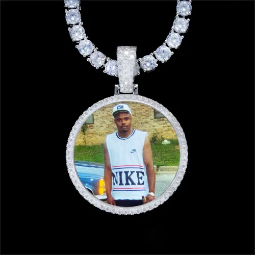 925S & VVS Moissanite 3D Circle Custom Picture Pendant sold by The GUU Shop