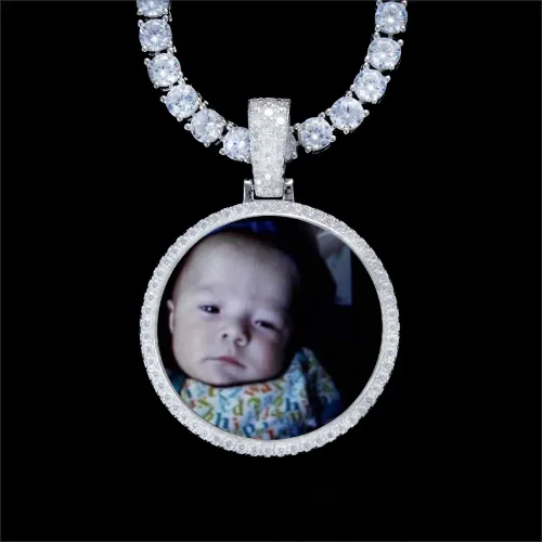 925S & VVS Moissanite 3D Circle Custom Picture Pendant sold by The GUU Shop