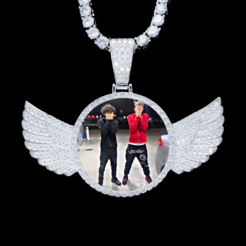 925S & VVS Moissanite 3D Wing Custom Picture Pendant sold by The GUU Shop