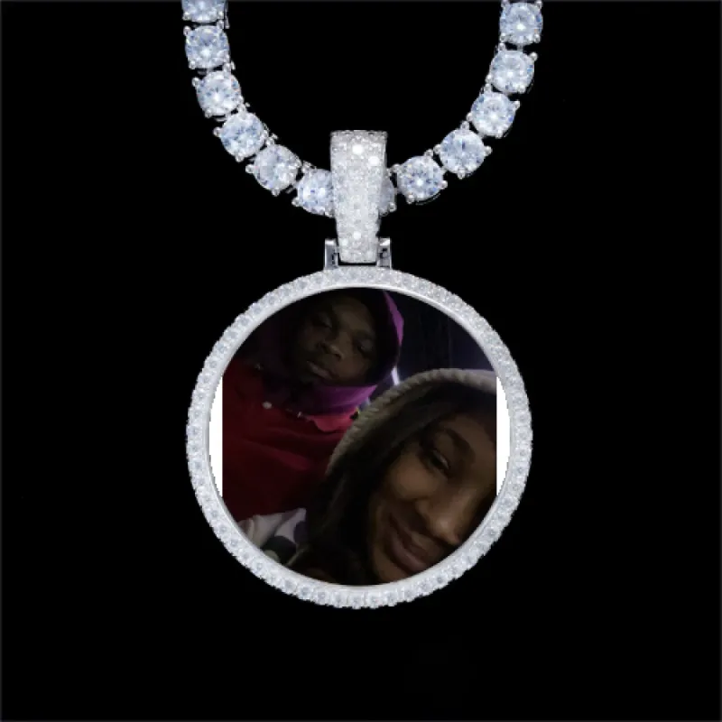 925S & VVS Moissanite 3D Circle Custom Picture Pendant sold by The GUU Shop