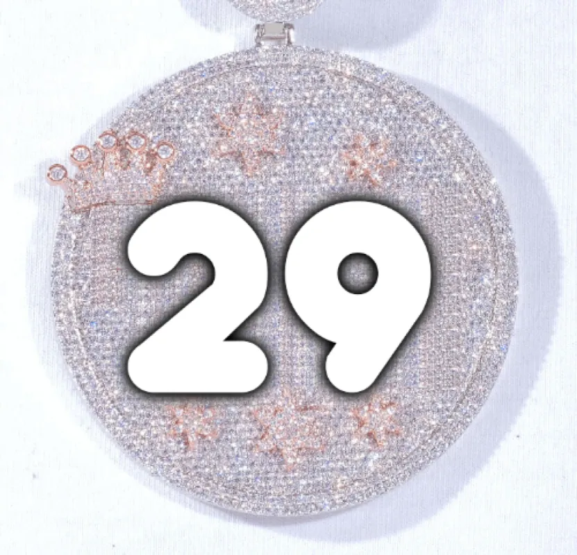 CUSTOM LETTER NECKLACE 3D BIG CROWN DISC sold by The GUU Shop