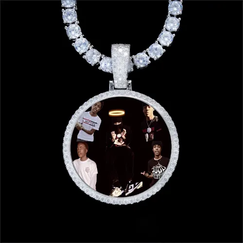 925S & VVS Moissanite 3D Circle Custom Picture Pendant sold by The GUU Shop