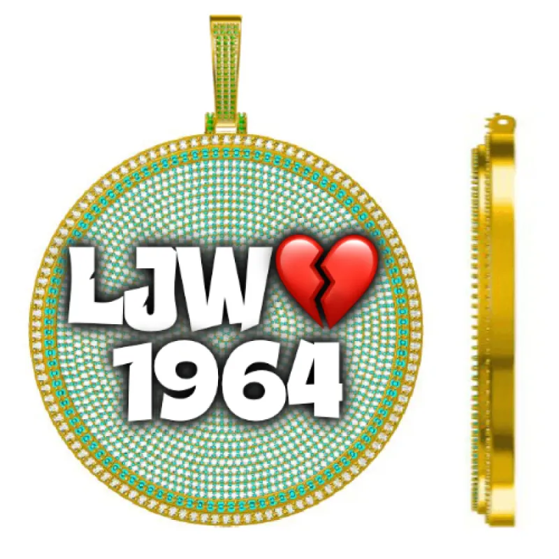 CUSTOM LETTER NECKLACE 3D BIG DISC sold by The GUU Shop