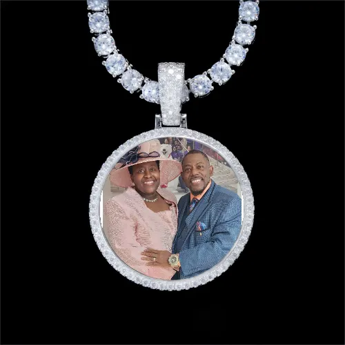 925S & VVS Moissanite 3D Circle Custom Picture Pendant sold by The GUU Shop
