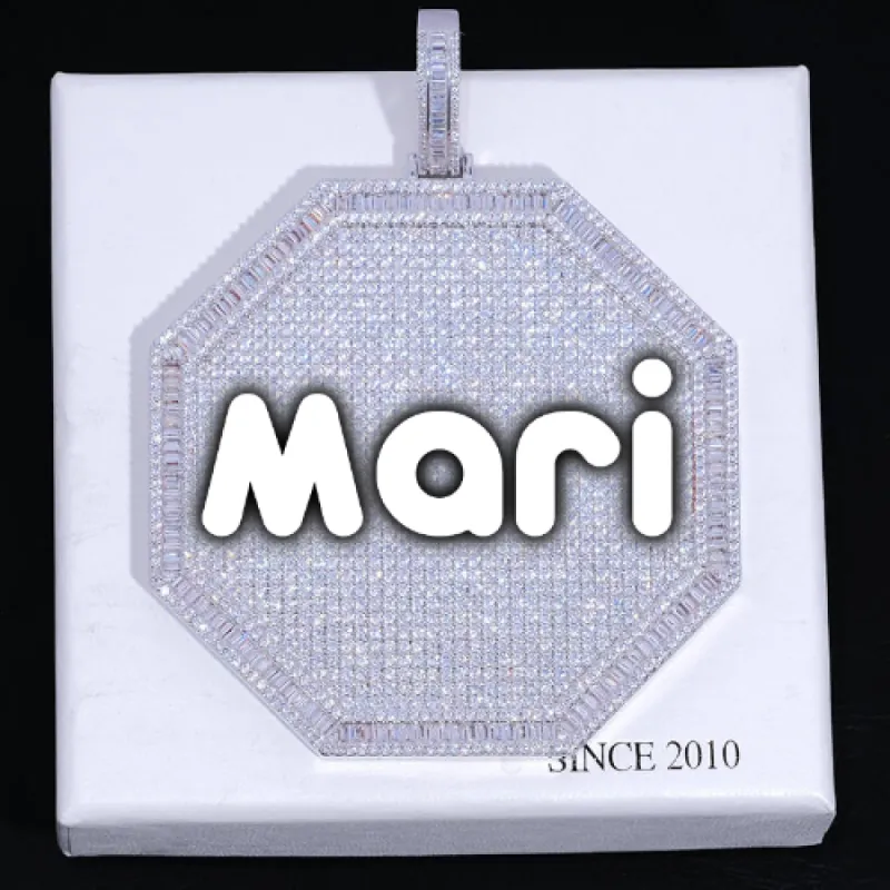 CUSTOM LETTER NECKLACE 3D BIG OCTAGON sold by The GUU Shop