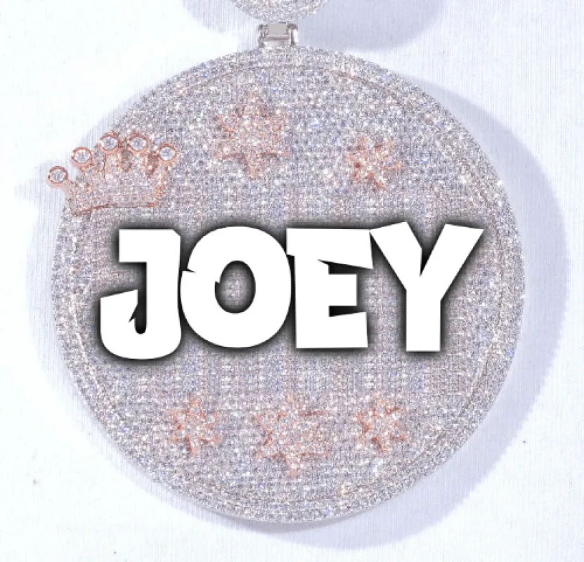 CUSTOM LETTER NECKLACE 3D BIG CROWN DISC sold by The GUU Shop