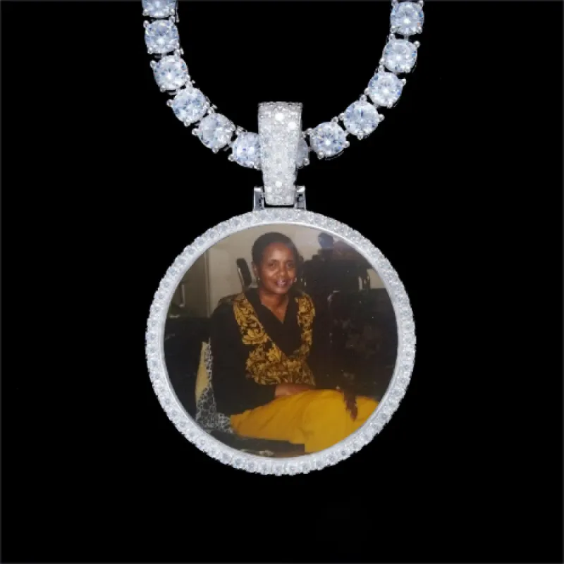 925S & VVS Moissanite 3D Circle Custom Picture Pendant sold by The GUU Shop