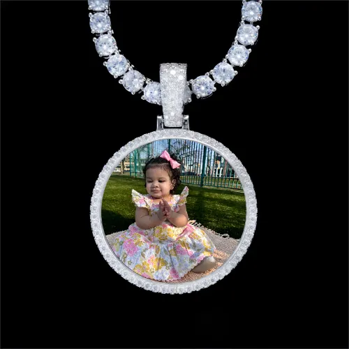 925S & VVS Moissanite 3D Circle Custom Picture Pendant sold by The GUU Shop