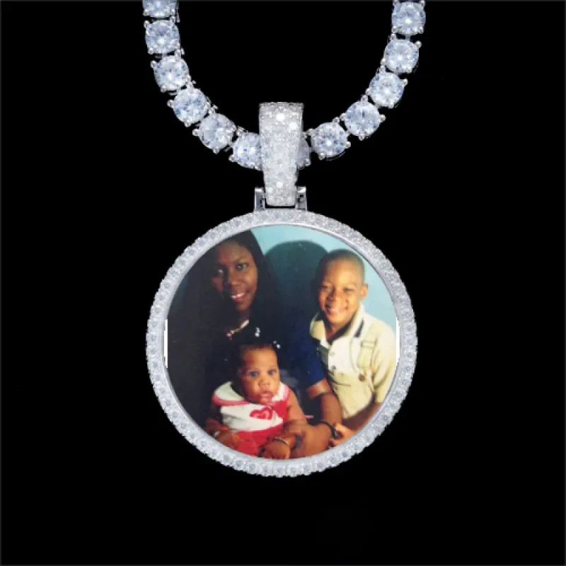 925S & VVS Moissanite 3D Circle Custom Picture Pendant sold by The GUU Shop