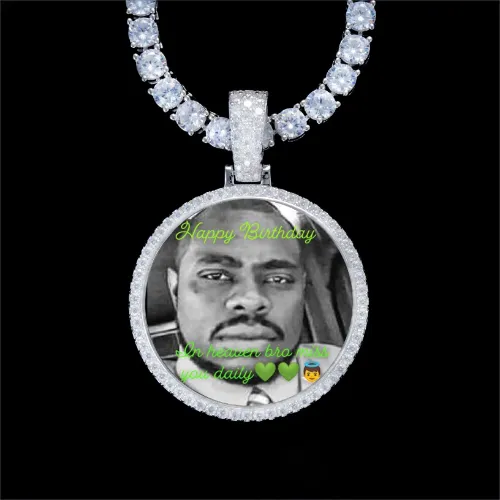 925S & VVS Moissanite 3D Circle Custom Picture Pendant sold by The GUU Shop