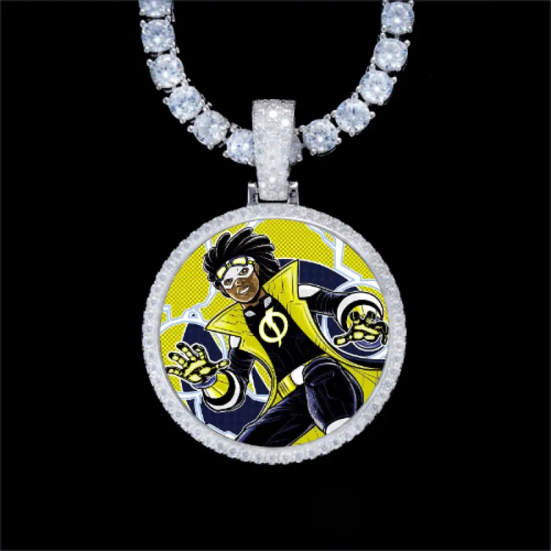 925S & VVS Moissanite 3D Circle Custom Picture Pendant sold by The GUU Shop