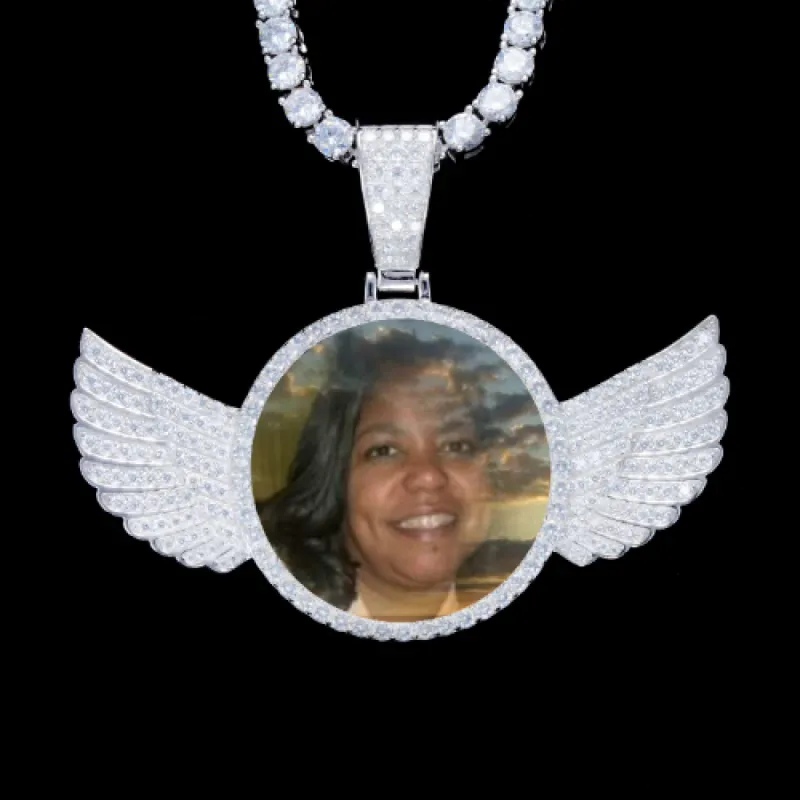 925S & VVS Moissanite 3D Wing Custom Picture Pendant sold by The GUU Shop